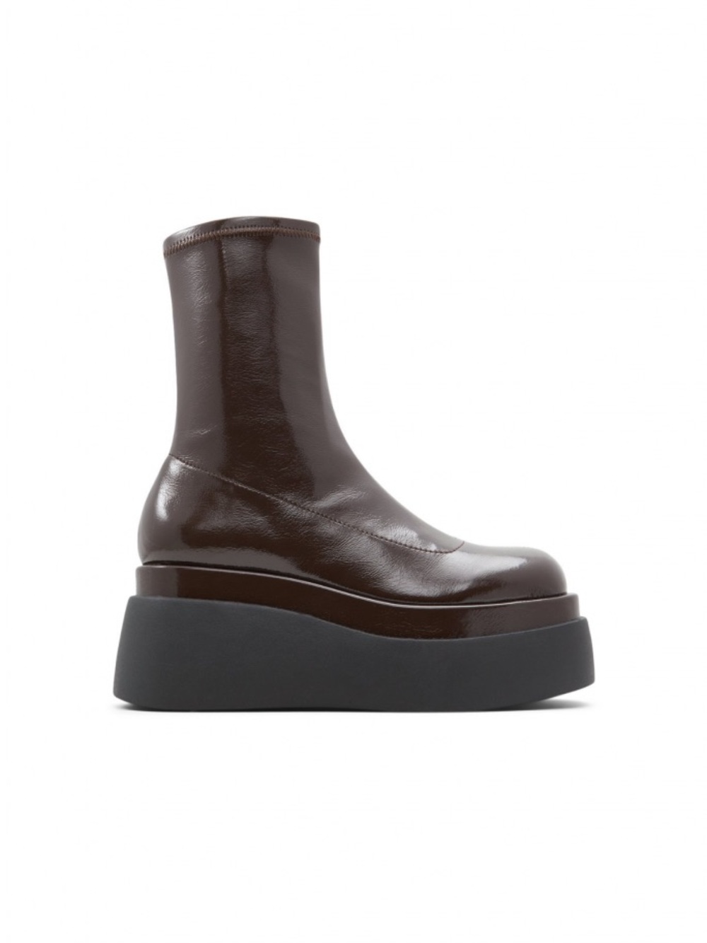 Call It Spring Brown Patent Platform Ankle Boot